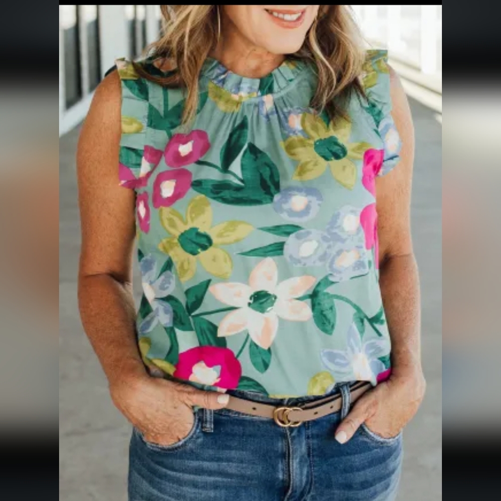 New Green floral top
